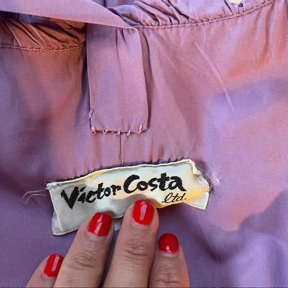 Vintage 70s 80s Victor Costa Dress Asymmetrical 2 4 Lavender - Picture 10 of 14